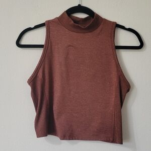XS Athletic Crop Top Sleeveless Brown/Maroon